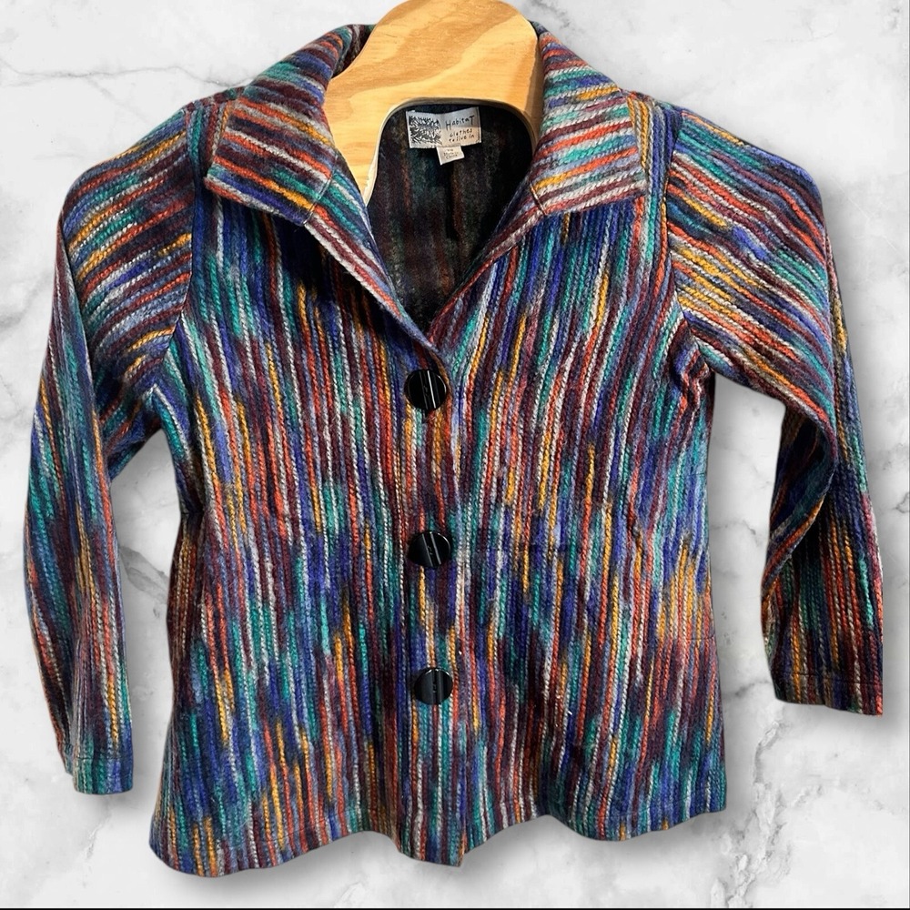 Habitat Clothes To Live In Sz XS Women's‎ Knit Four Button Blazer Jacket Sweater